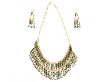 ANCIENT EGYPTIAN MUMMY NECKLACE AND EARRINGS 300 BC
