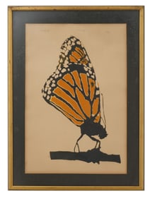 VINTAGE BUTTERFLY COLOR LITHOGRAPH SIGNED
