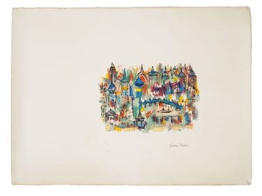 HENRY MILLER SIGNED AMERICAN CITYSCAPE LITHOGRAPH