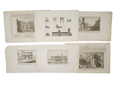 SIX ANTIQUE ITALIAN ARCHITECTURAL ENGRAVINGS