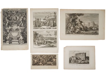 FIVE ANTIQUE ITALIAN ETCHINGS 17TH TO 19TH C