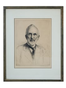 AMERICAN PORTRAIT ETCHING BY WILLIAM BICKNELL SIGNED