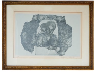 YVONNE BURK AMERICAN ETCHING MOTHER AND CHILD