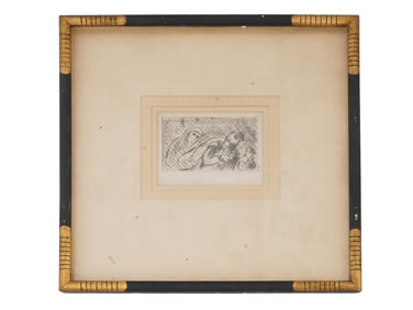EUROPEAN ETCHING SCENE WITH SEVERAL FIGURES SIGNED