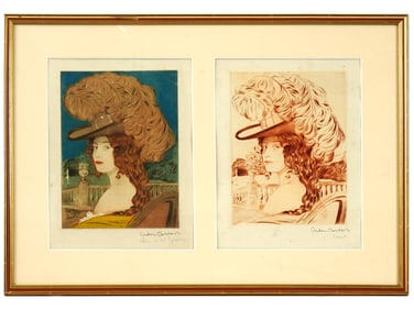 FRENCH FEMALE PORTRAIT ETCHINGS BY GASTON DARBOUR
