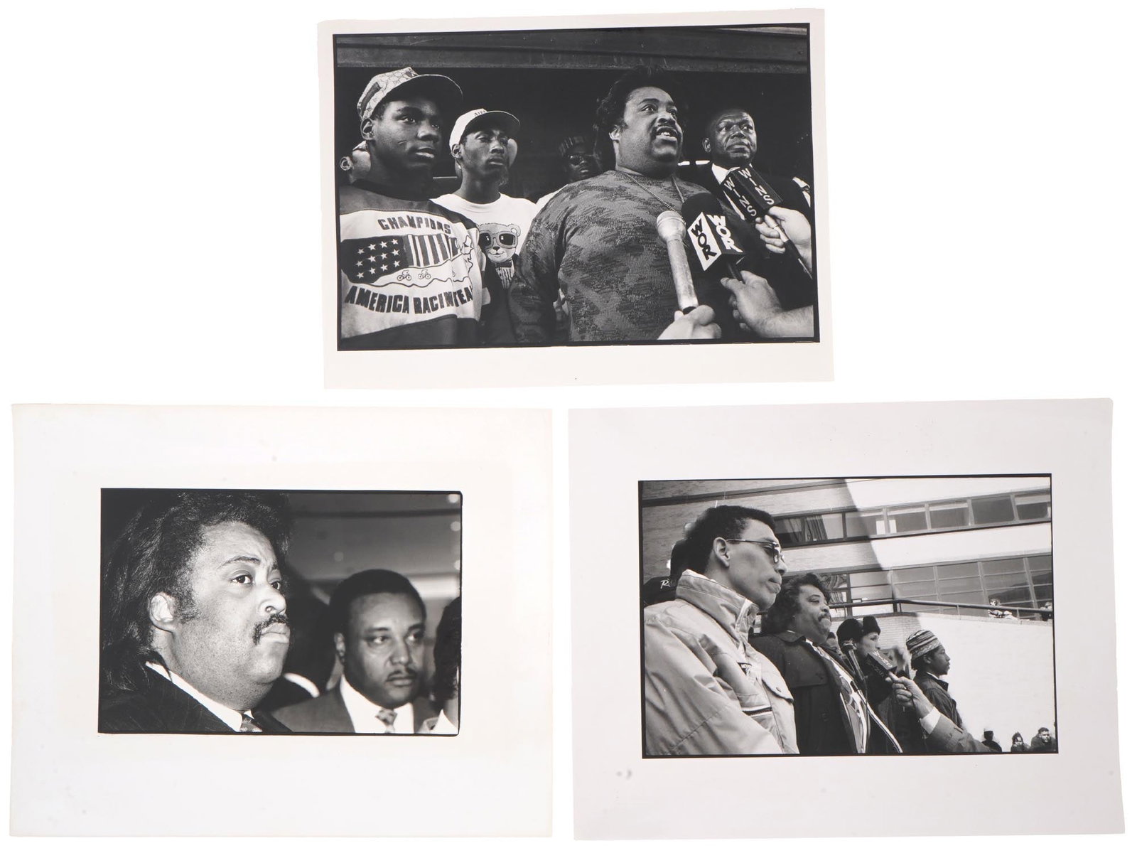 VINTAGE AMERICAN PHOTOS ALFRED CHARLES SHARPTON 1990S: Three vintage American photos of Alfred Charles Sharpton, an influential civil rights and social justice activist, Baptist minister, radio talk show host, and TV personality, as well as the founder of