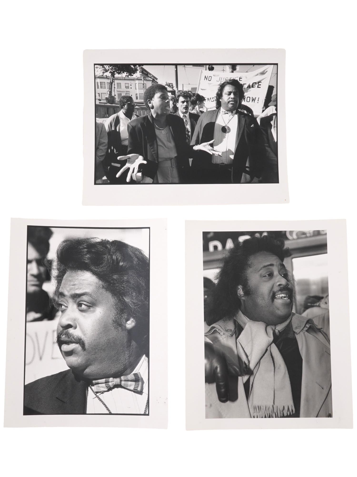 VINTAGE AMERICAN PHOTOS ALFRED CHARLES SHARPTON 1990: Three vintage American photos of Alfred Charles Sharpton, an influential civil rights and social justice activist, Baptist minister, radio talk show host, and TV personality, as well as the founder of