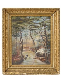 EUROPEAN SCHOOL HUNTING LANDSCAPE SCENE OIL PAINTING