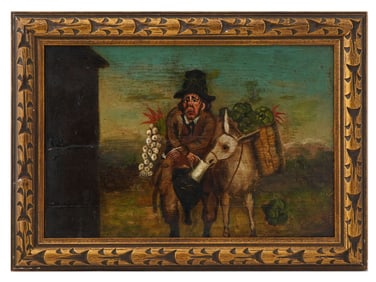 ANTIQUE EUROPEAN SCHOOL OIL ON BOARD GENRE PAINTING
