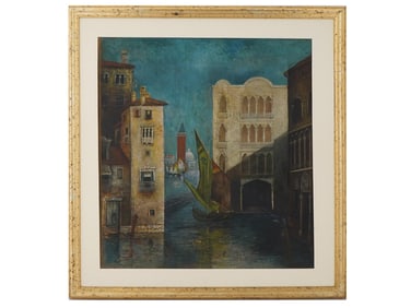 VIEW OF VENICE VINTAGE OIL ON BOARD PAINTING