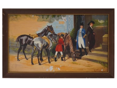 AFTER SAMUEL EDMUND WALLER EQUESTRIAN OIL PAINTING