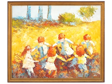 ATTR TO BOB THOMPSON AMERICAN GENRE OIL PAINTING