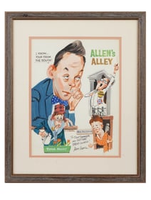 MID CENTURY AMERICAN COMIC PAINTING FRED ALLENS ALLEY