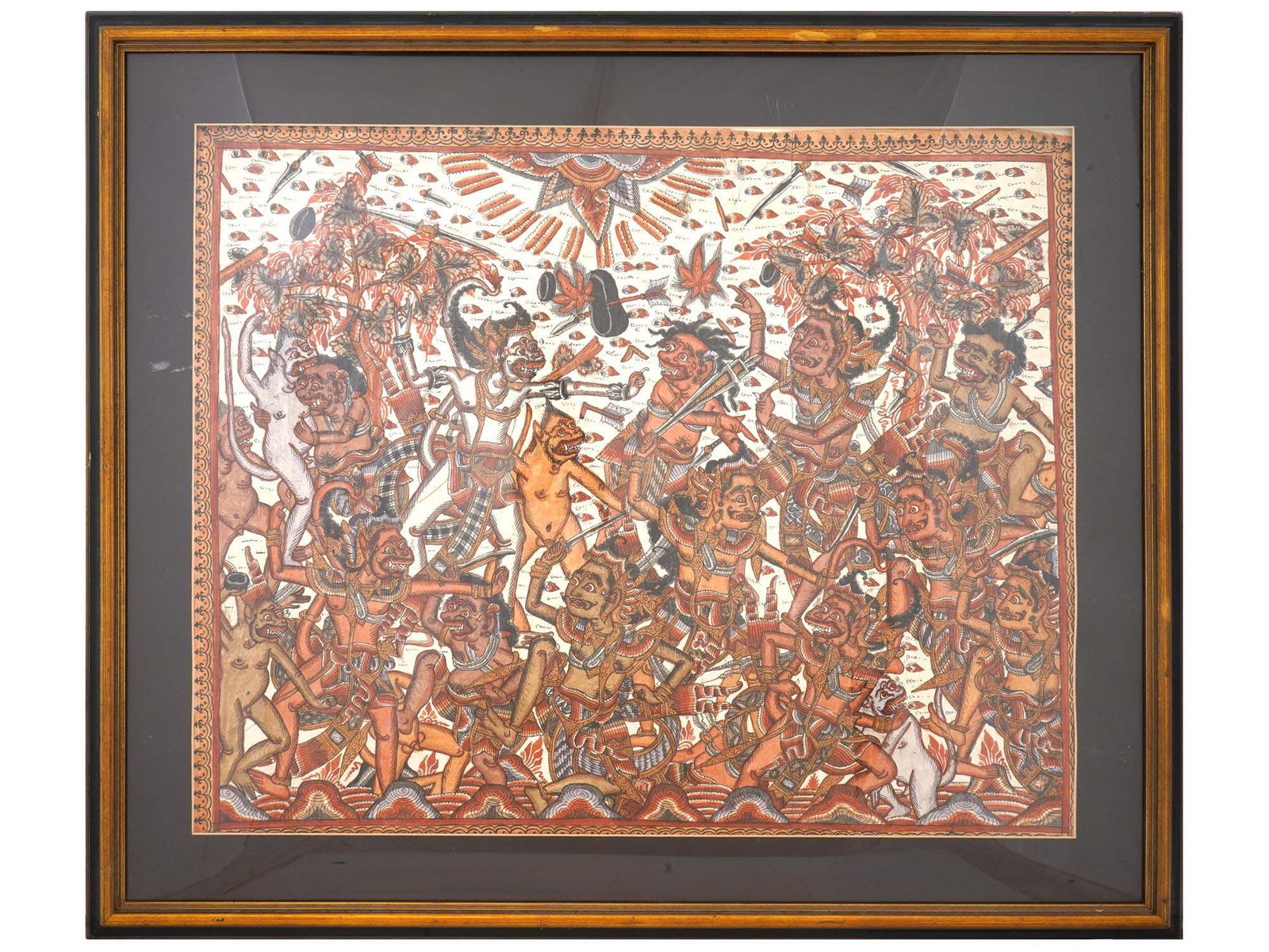 MID 20TH CEN THAI MIXED MEDIA PAINTING ON FABRIC (1 of 3)