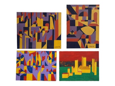 VINTAGE ABSTRACT OIL PAINTINGS SIGNED MORELLI