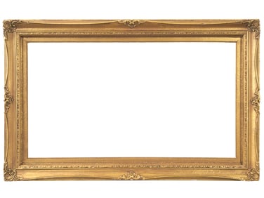 ANTIQUE EUROPEAN CARVED WOOD AND GILT PICTURE FRAME