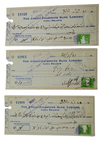 VINTAGE CHECKS FROM ANGLO PALESTINE BANK SIGNED 1940S