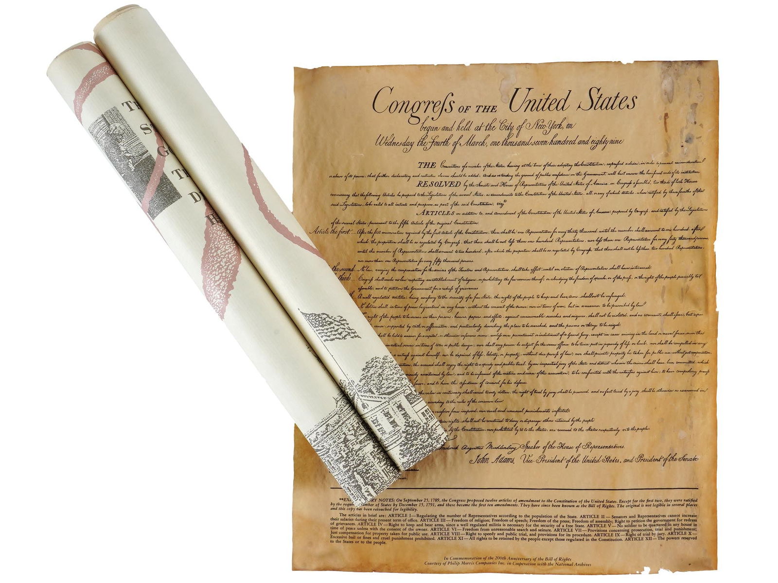 TWO AMERICAN BILL OF RIGHTS REPRODUCTION DOCUMENTS (1 of 5)