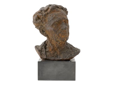 VINTAGE MODERNIST STYLE BRONZE MALE BUST SCULPTURE