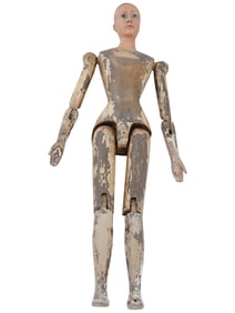 ANTIQUE SANTOS ARTICULATED WOODEN MANNEQUIN DOLL