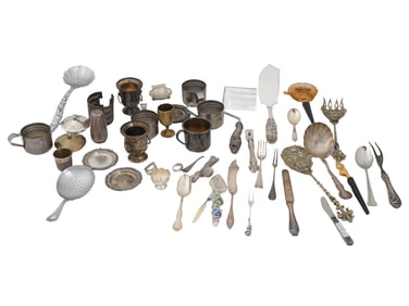 COLLECTION OF SILVER PLATED FLATWARE ITEMS