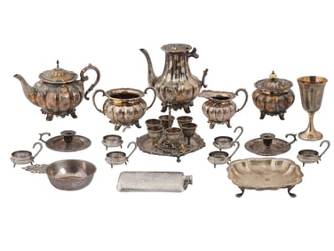 COLLECTION OF SILVER PLATED COFEE TEA SERVICE SET