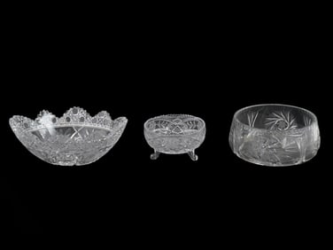 LOT OF CUT CHRYSTAL GLASS FRUIT AND CANDY BOWLS