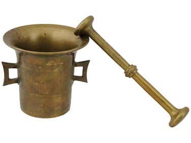 ANTIQUE BRONZE APOTHECARY MORTAR AND PESTLE