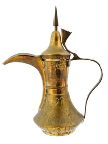 ANTIQUE MIDDLE EASTERN ARAB BRASS DALLAH COFFEE POT