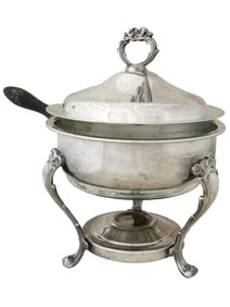 VINTAGE SILVER PLATED COVERED BUL'OTKA DISH W BOWL