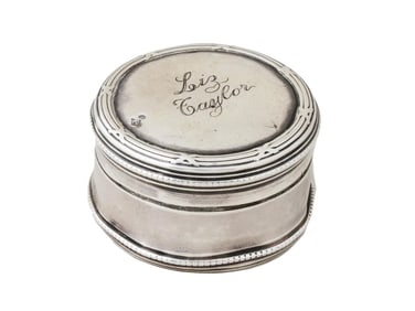 VINTAGE ENGRAVED INSCRIPTION SILVER JEWELRY BOX