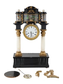 LARGE AUSTRIAN BIEDERMEIER PORTAL MANTLE CLOCK