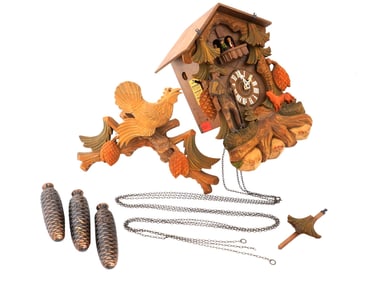 VINTAGE SWISS WOODEN MUSICAL CUCKOO CLOCK BY REUGE