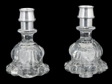 LOT OF TWO CLEAR CUT GLASS FLORAL SHAPED PIECES