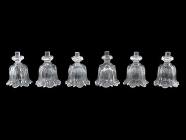 LOT OF SIX CLEAR CUT GLASS FLORAL SHAPED PIECES