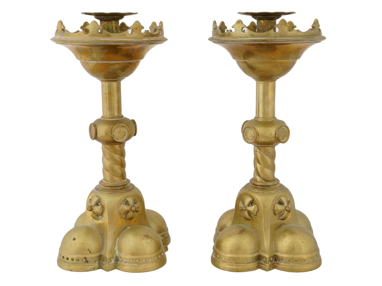 VINTAGE GOTHIC REVIVAL STYLE BRONZE CANDLEHOLDERS (1 of 8)