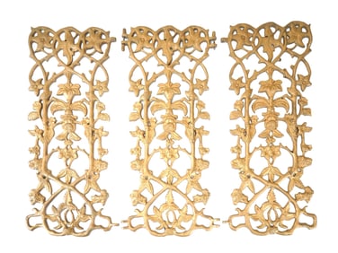 ANTIQUE EUROPEAN GILDED CAST METAL SECTIONS OF FENCE