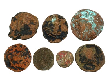 LOT OF SEVEN ANCIENT ROMAN BRONZE COINS