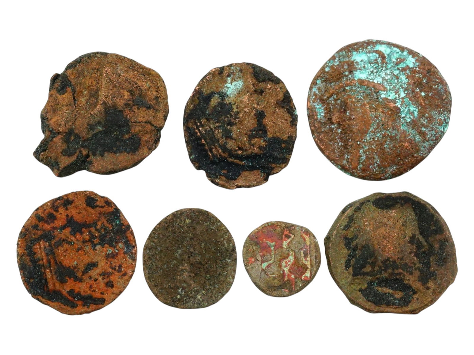 LOT OF SEVEN ANCIENT ROMAN BRONZE COINS (1 of 5)