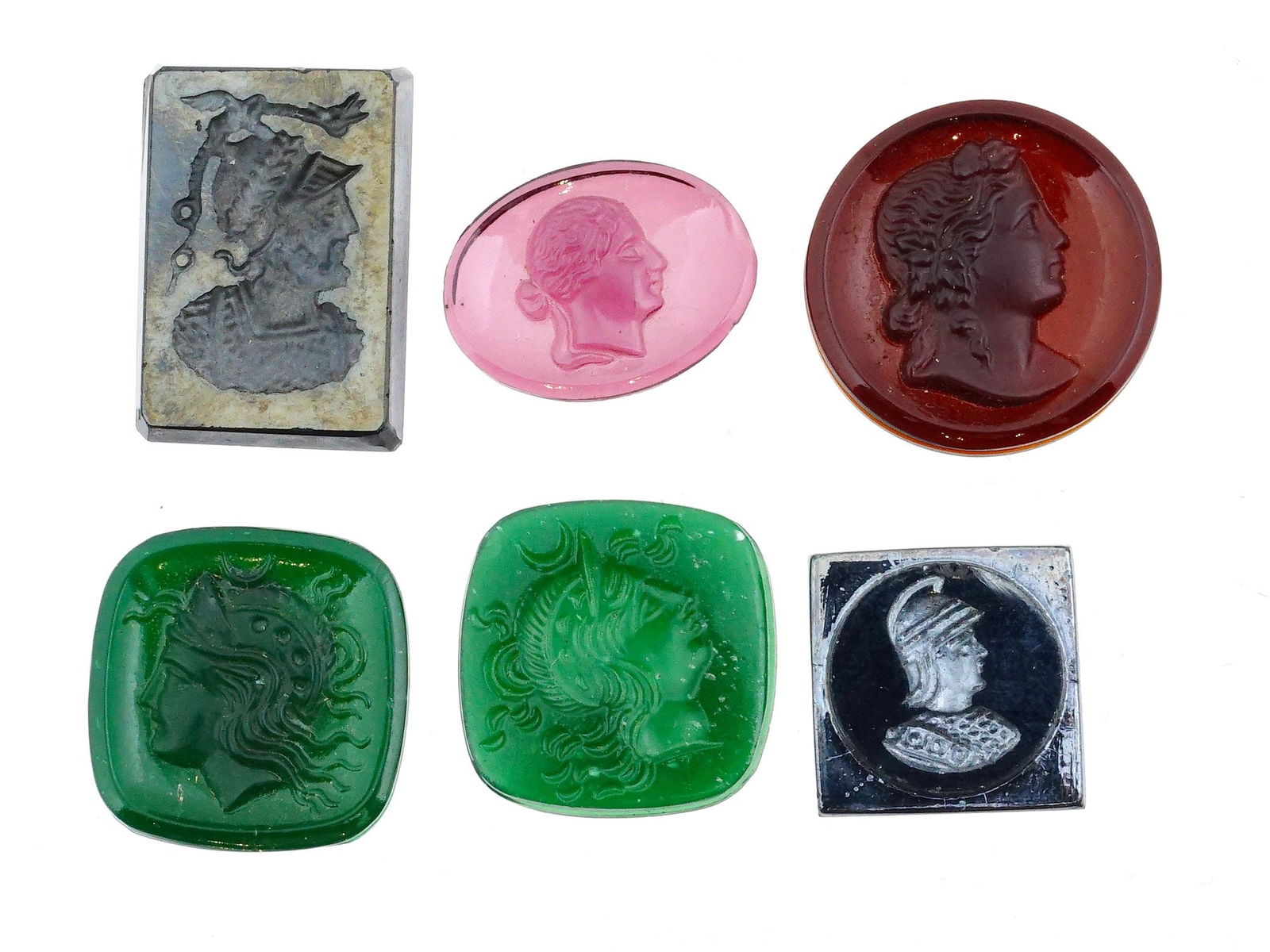 ANCIENT ROMAN MANNER COLOR GLASS INTAGLIO SEALS (1 of 4)