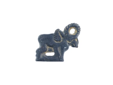 ANCIENT CARVED HARD STONE RAM IDOL AMULET