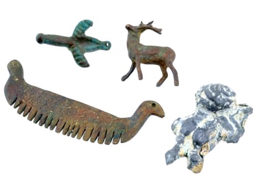GROUP OF FOUR ANCIENT METAL ARTIFACTS
