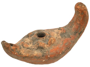 ANCIENT ROMAN EMPIRE UNGLAZED TERRACOTTA OIL LAMP