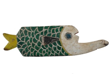 WEST AFRICAN NIGERIAN IJOH CARVED WOOD FISH FIGURINE
