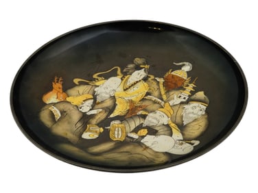 ANTIQUE JAPANESE MEIJI ERA ENAMEL METAL CHARGER