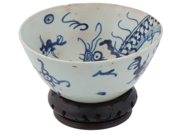 LARGE CHINESE REPUBLIC PERIOD CERAMIC BOWL W STAND