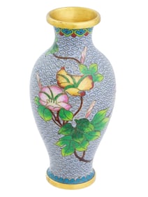VINTAGE CHINESE CLOISONNE VASE WITH FLORAL DECOR