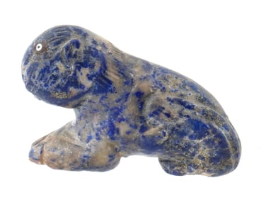 ANTIQUE CHINESE HAND CARVED LAPIS LAZULI LION FIGURE