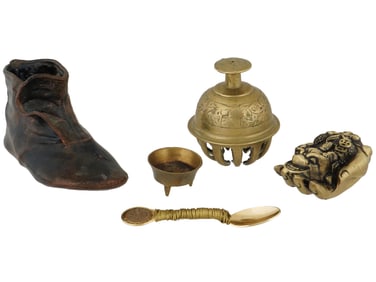 VINTAGE HOME DECOR BRASS AND PAPIER MACHE ITEMS
