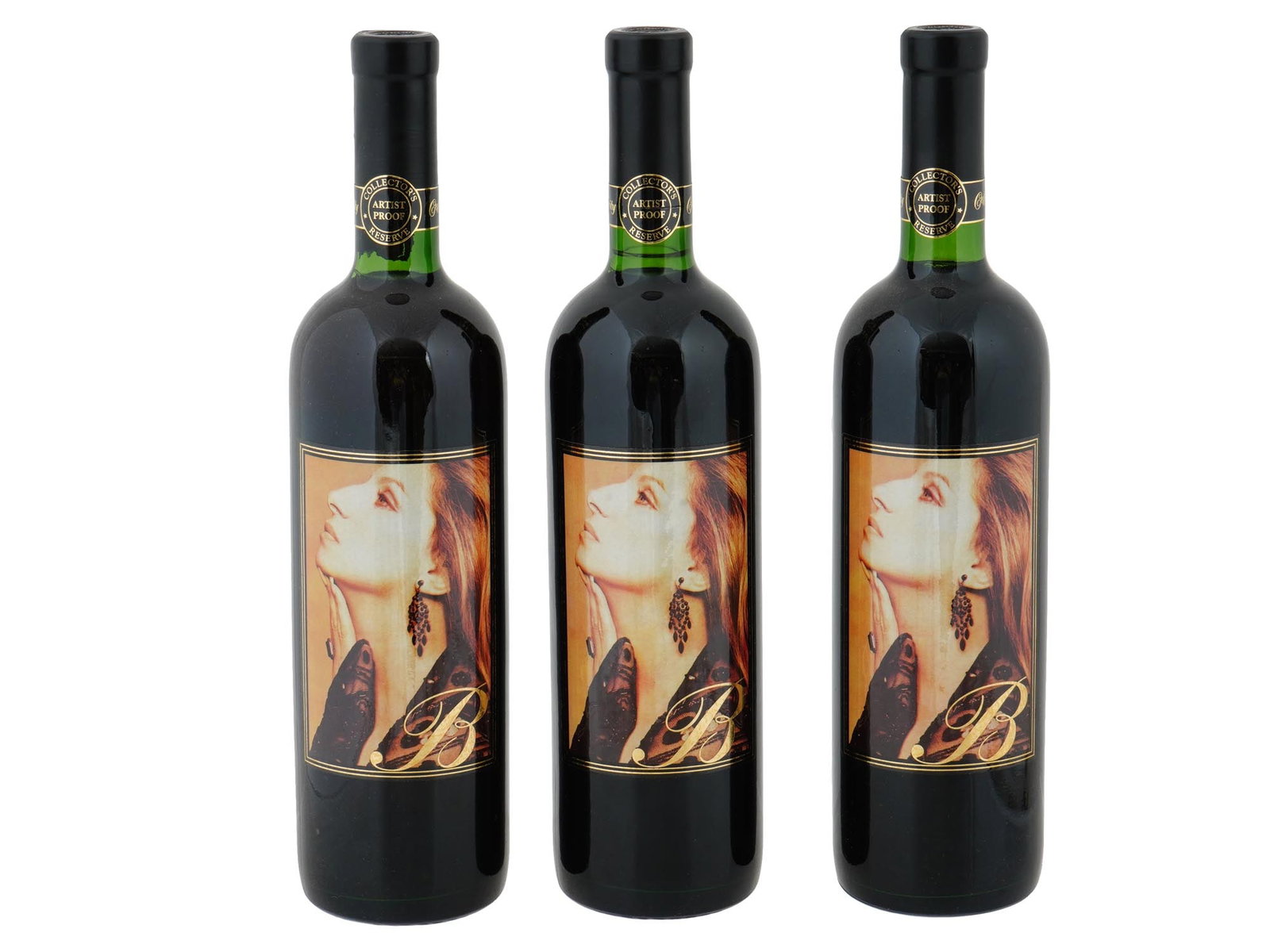 BARBRA STREISAND BOTTLES OF CABERNET SAUVIGNON 1995: A lot of three Celebrity Cellars Barbra Streisand bottles of Cabernet Sauvignon wine, 1995. This American 1995 Cabernet Sauvignon is made from the finest Californian grapes, vinted and bottled by the